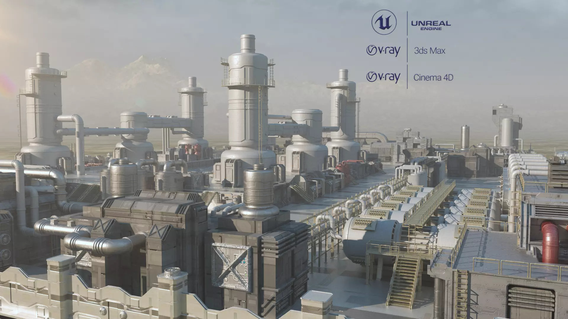 Scifi factory 3D model_0