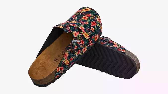 Clog Sandals Floral 3D model