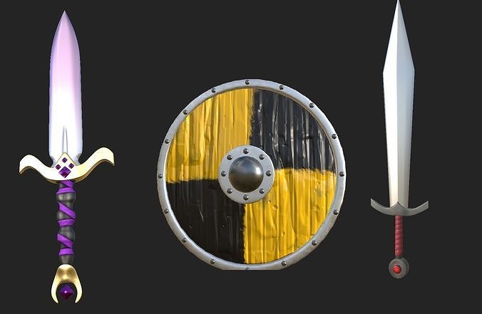Medieval weapon pack Low-poly 3D model