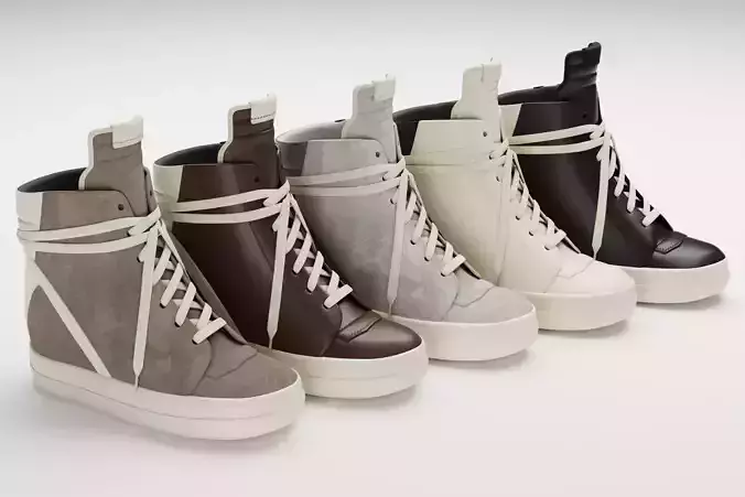 Sneakers Rick Owens Geobasket Converse collection Low-poly 3D model