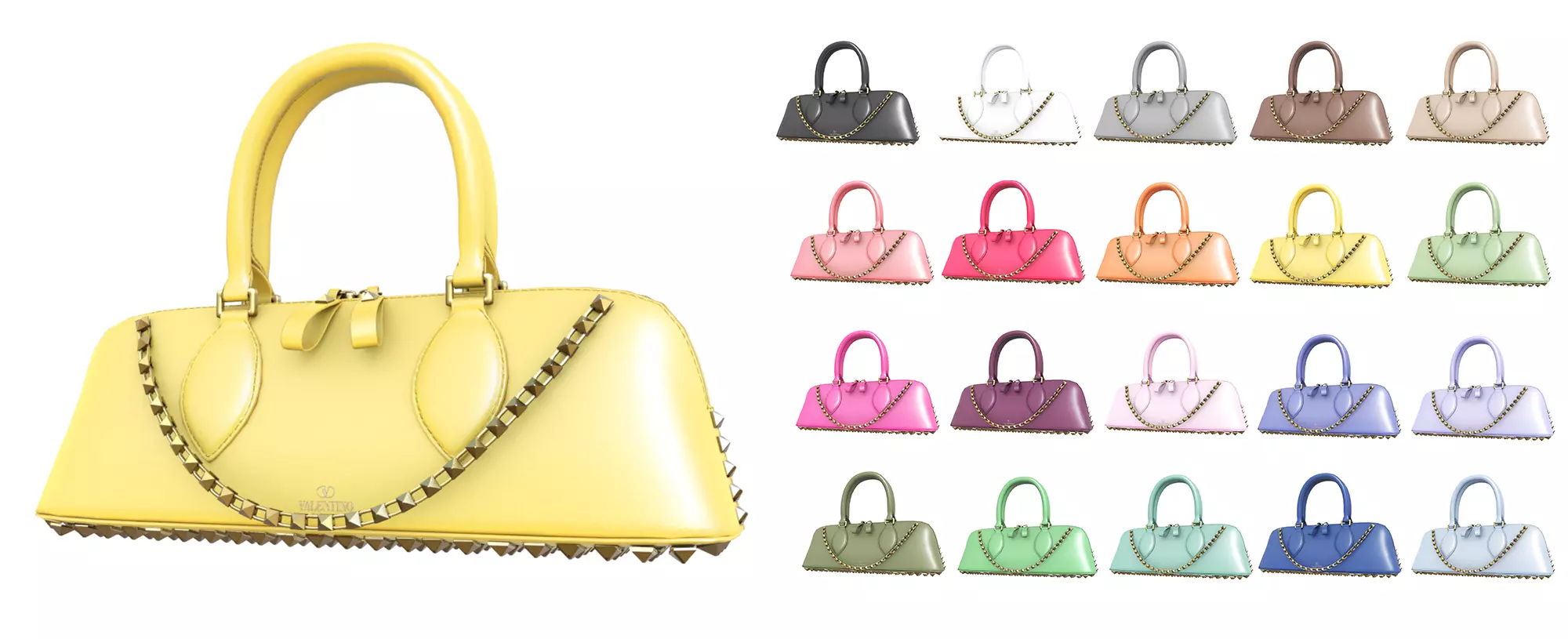 Valentino Garavani Rockstud Handbag - 3d Model Low-poly 3D model