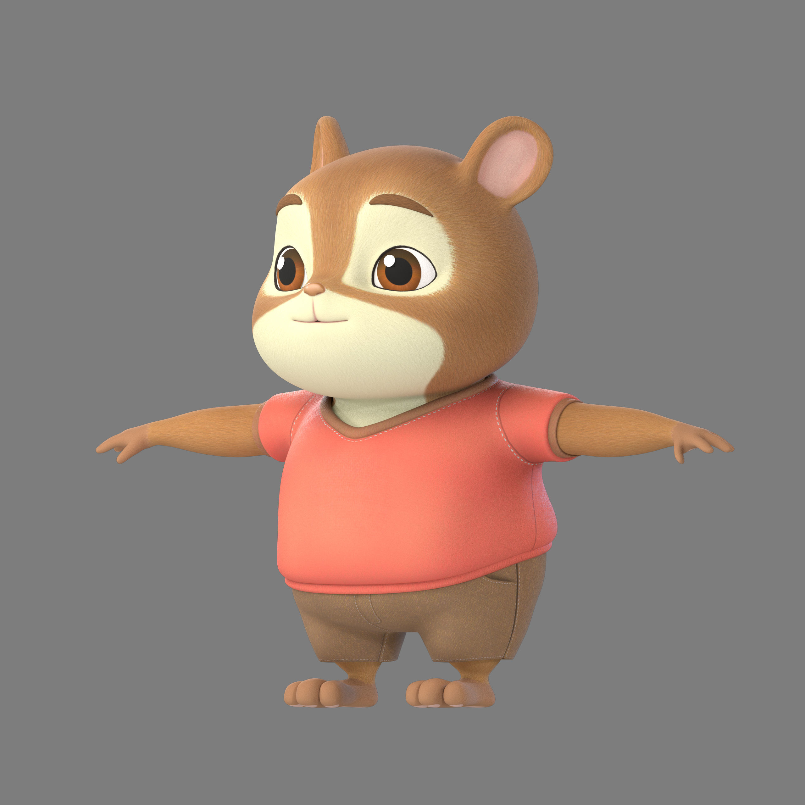 cartoon hamster 3D model_2
