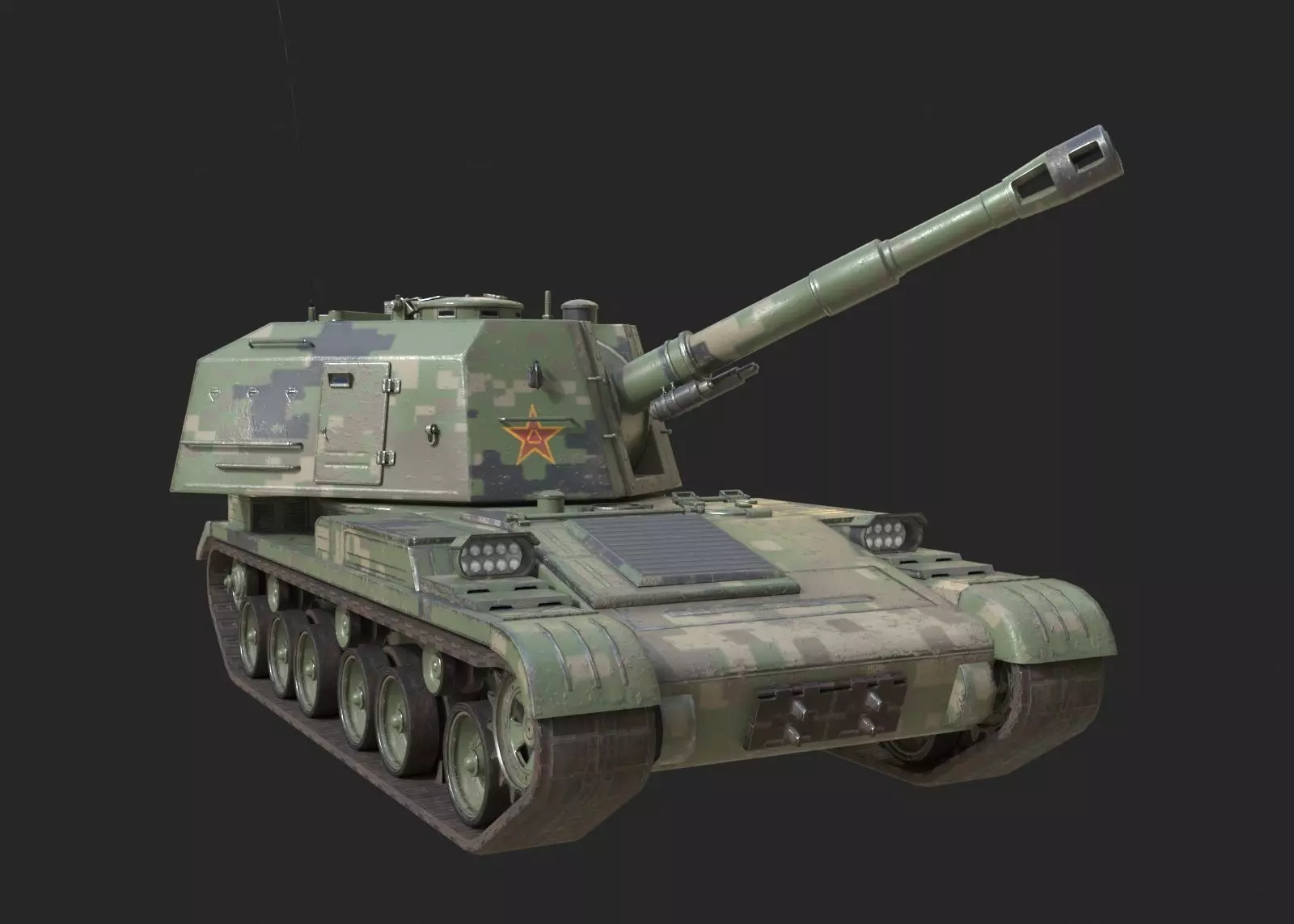 4 coatings of PLA Army PLZ83 152mm self-propelled howitzer Low-poly 3D model_0