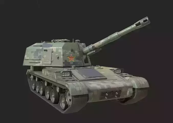 4 coatings of PLA Army PLZ83 152mm self-propelled howitzer Low-poly 3D model
