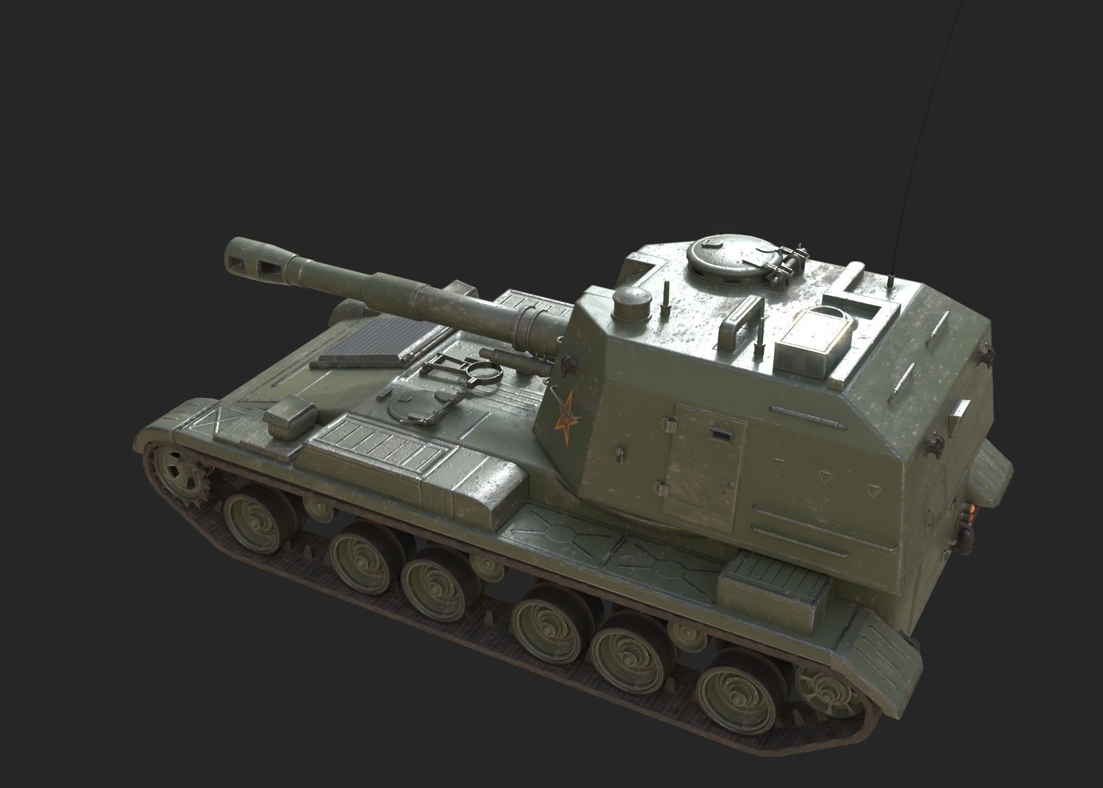 4 coatings of PLA Army PLZ83 152mm self-propelled howitzer Low-poly 3D model_7