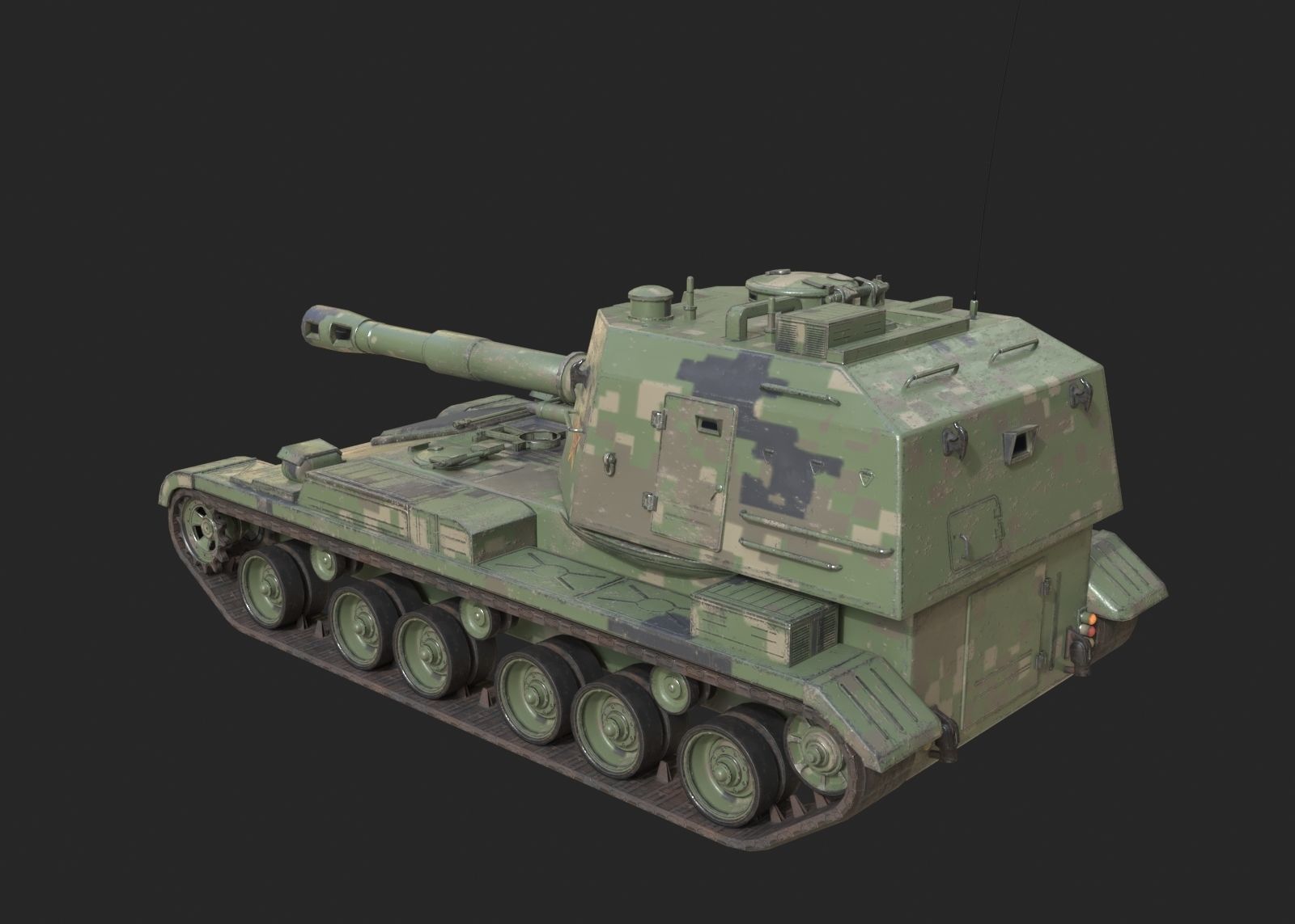 4 coatings of PLA Army PLZ83 152mm self-propelled howitzer Low-poly 3D model_2