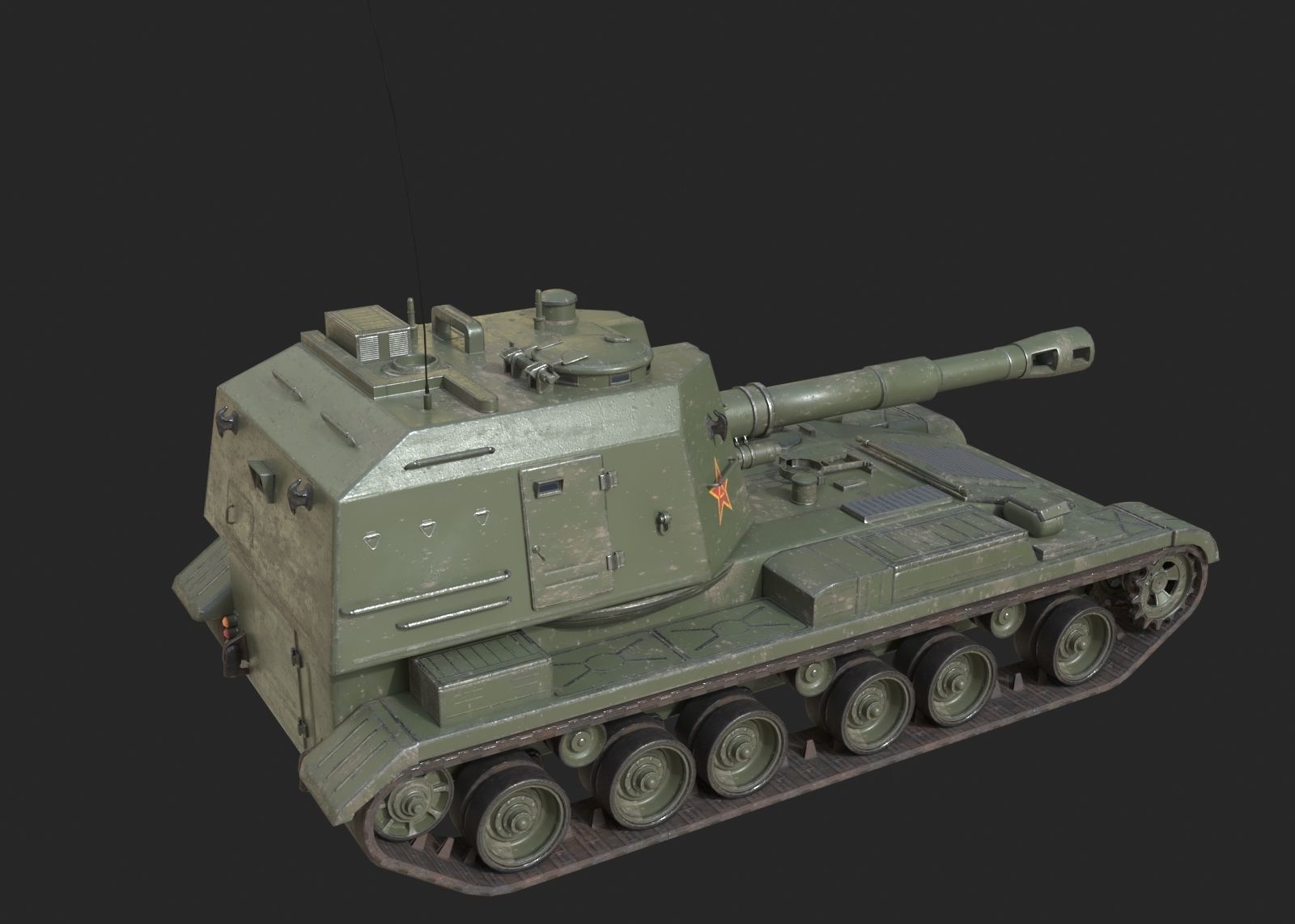 4 coatings of PLA Army PLZ83 152mm self-propelled howitzer Low-poly 3D model_5