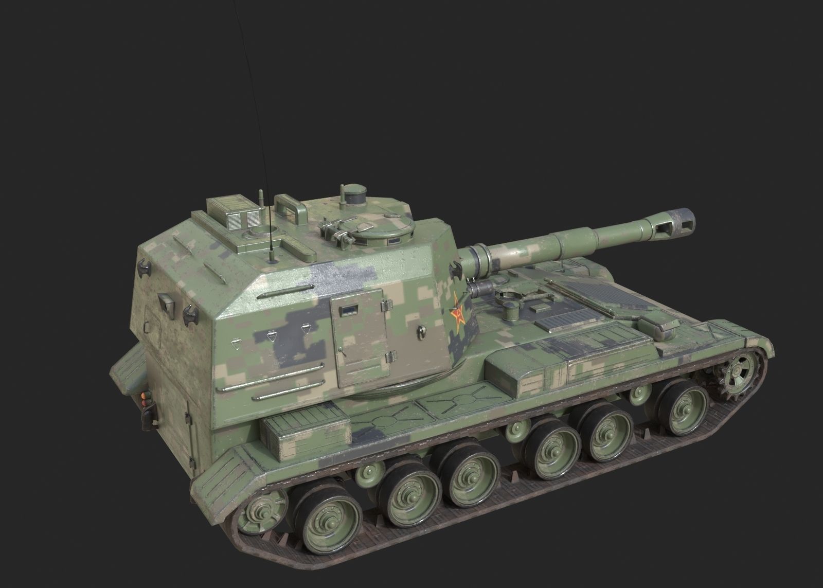 4 coatings of PLA Army PLZ83 152mm self-propelled howitzer Low-poly 3D model_3
