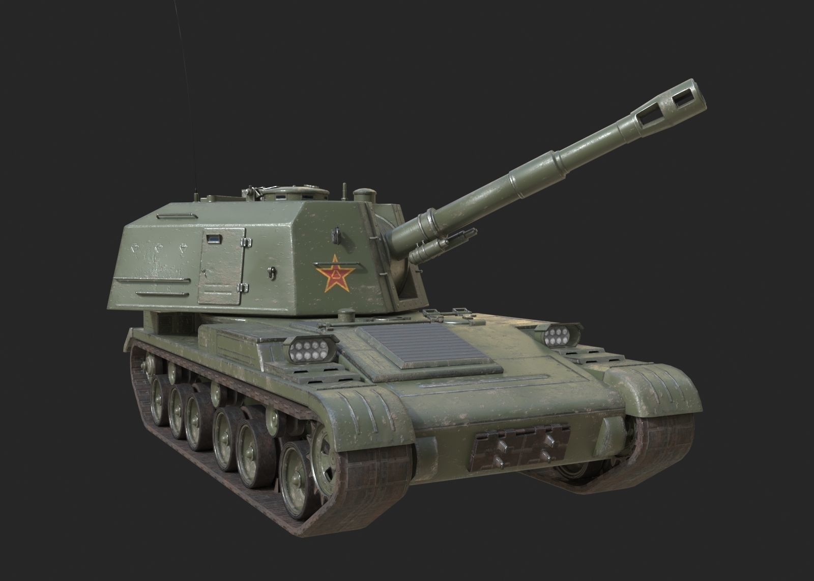 4 coatings of PLA Army PLZ83 152mm self-propelled howitzer Low-poly 3D model_4