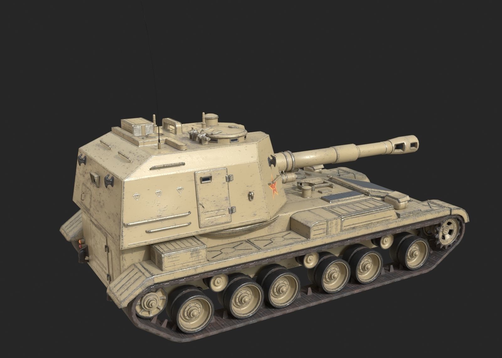 4 coatings of PLA Army PLZ83 152mm self-propelled howitzer Low-poly 3D model_8