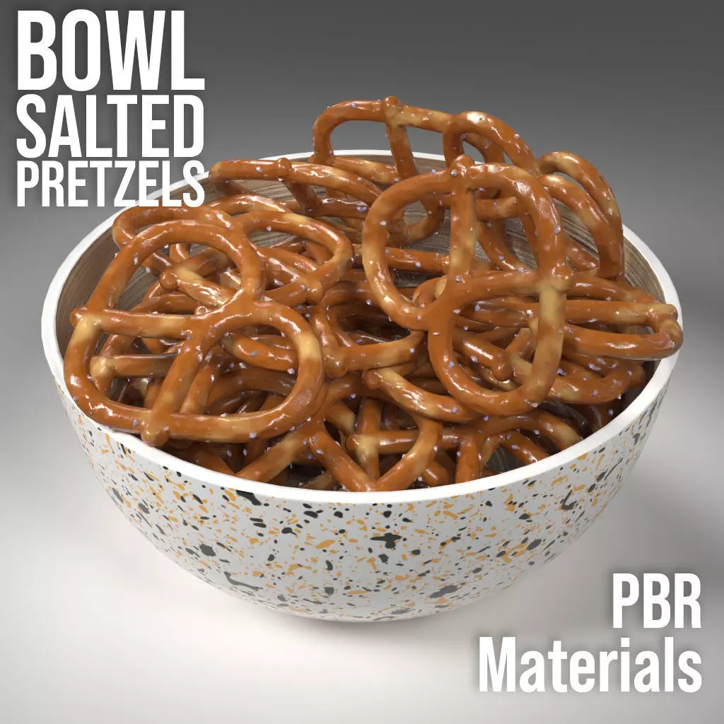 A bowl of Salted Pretzels Low-poly 3D model