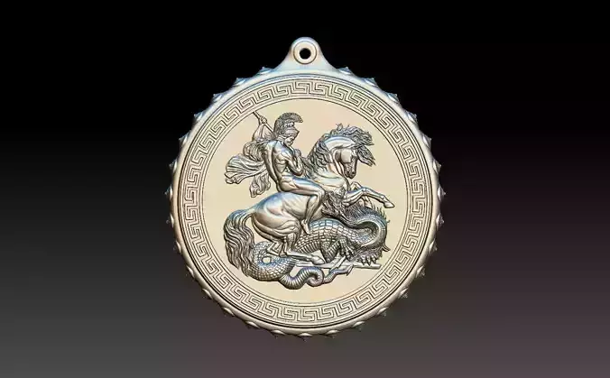 HM Roman Warrior and Dragon Keychain 3D print model