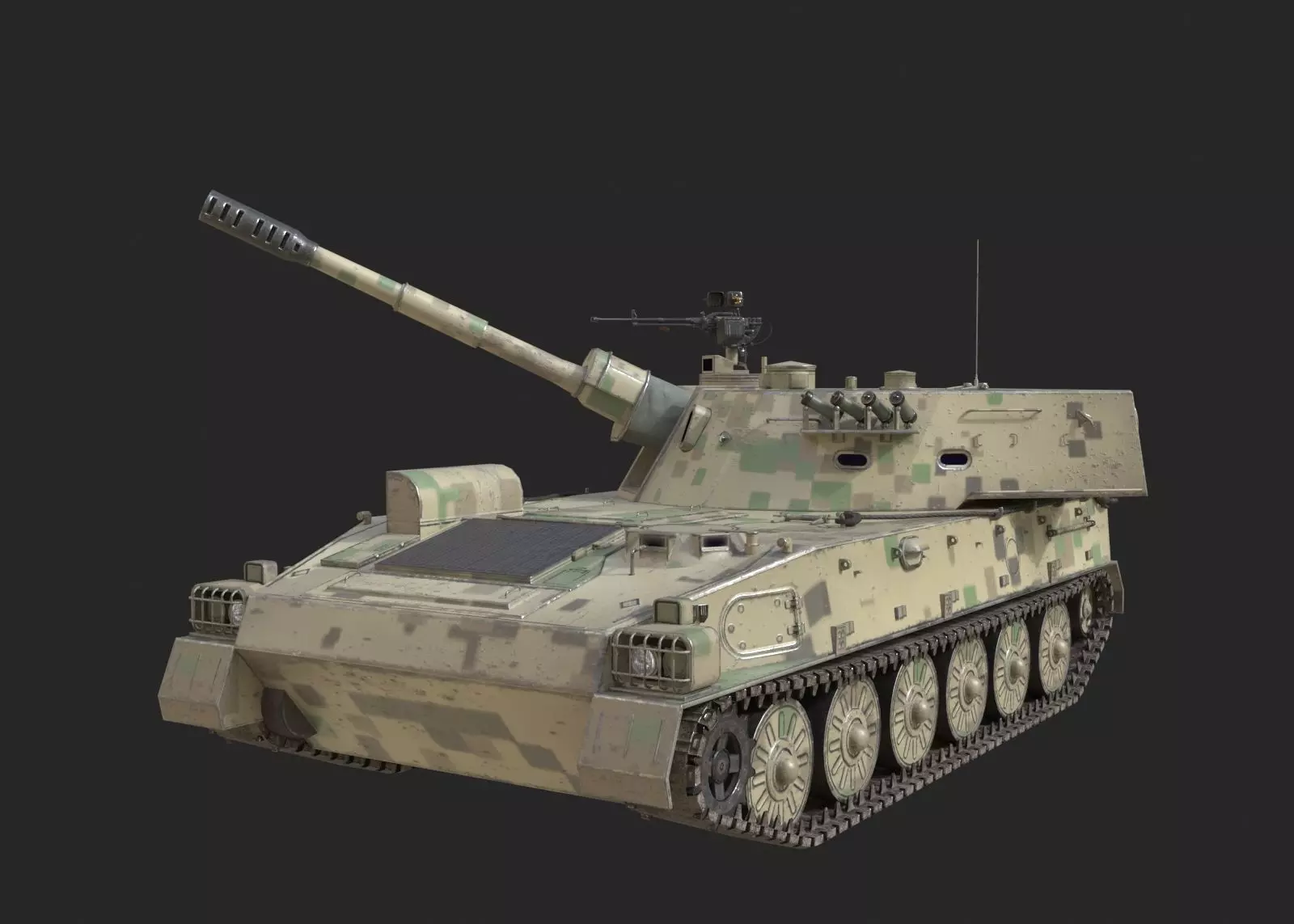 4 coatings of PLA Army PLZ89 122mm self-propelled howitzer Low-poly 3D model_0