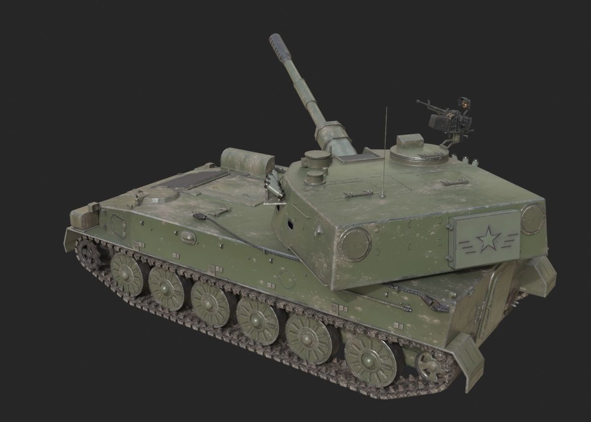 4 coatings of PLA Army PLZ89 122mm self-propelled howitzer Low-poly 3D model_12