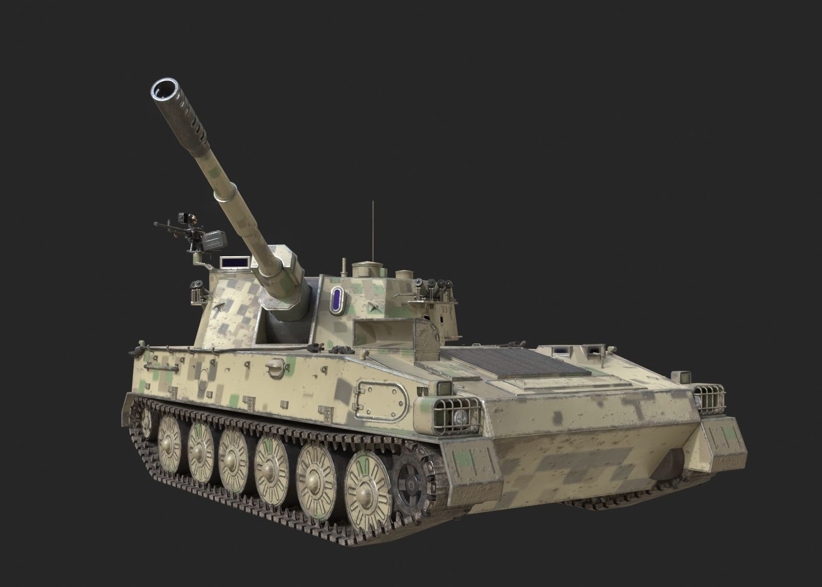 4 coatings of PLA Army PLZ89 122mm self-propelled howitzer Low-poly 3D model_1