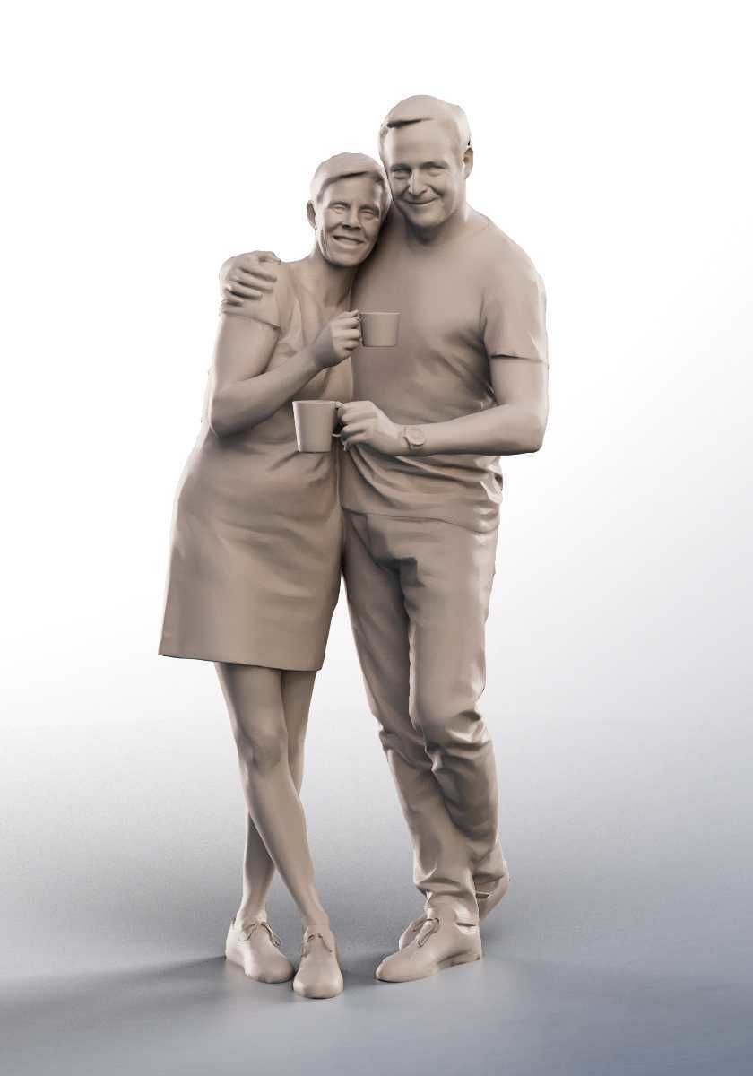 Susan Christof 14329 - Standing Couple Drinking Coffee Low-poly 3D model_3