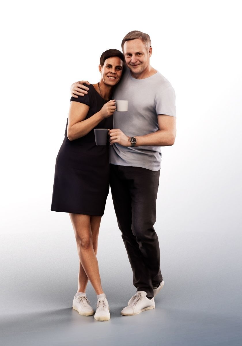 Susan Christof 14329 - Standing Couple Drinking Coffee Low-poly 3D model_1