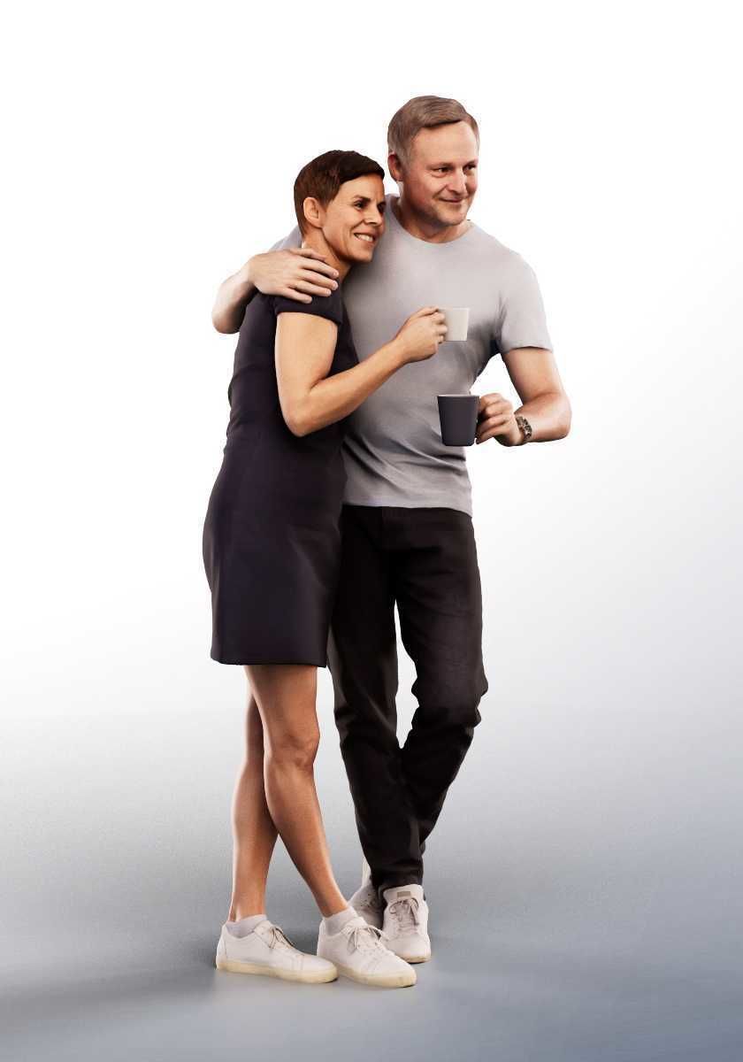 Susan Christof 14329 - Standing Couple Drinking Coffee Low-poly 3D model_2