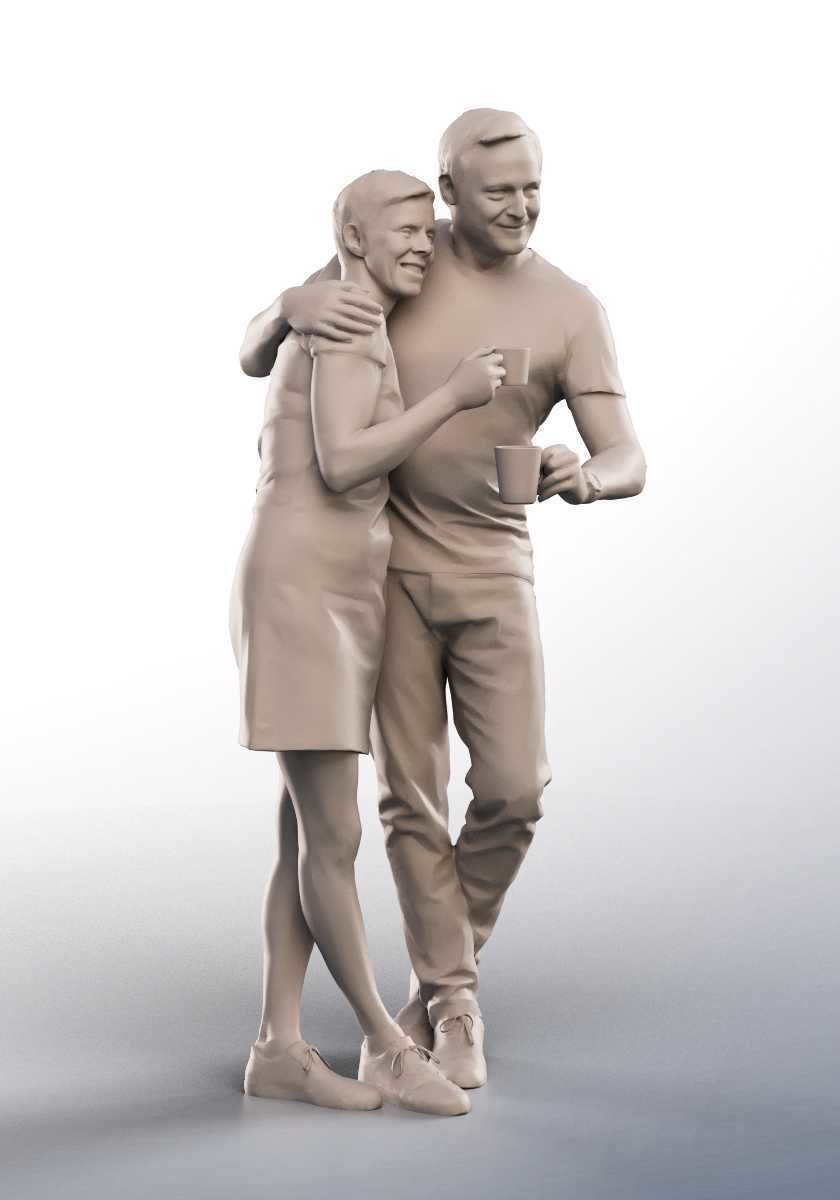 Susan Christof 14329 - Standing Couple Drinking Coffee Low-poly 3D model_4