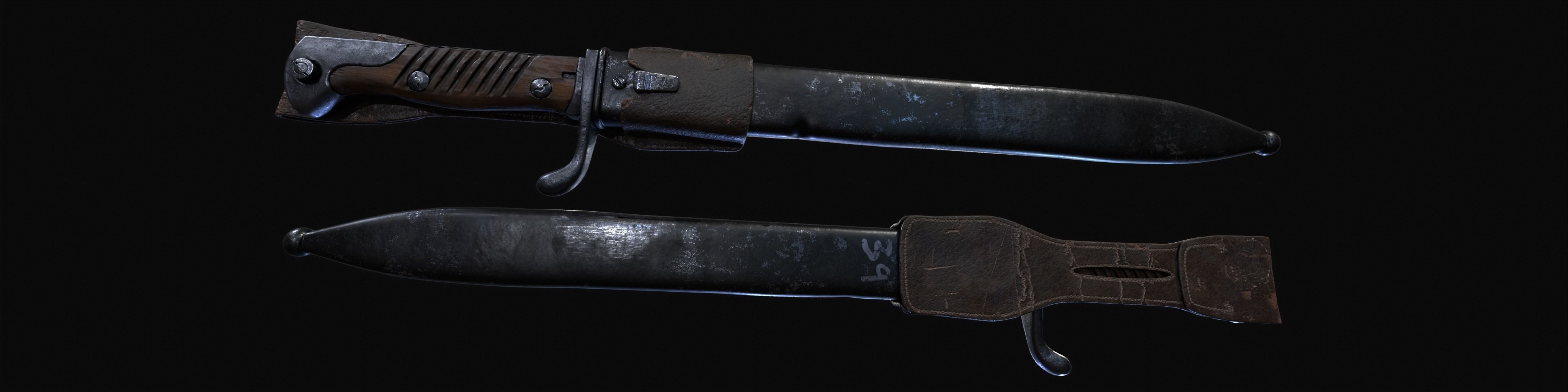 Mauser 1898 05 Bayonet Low-poly 3D model_4