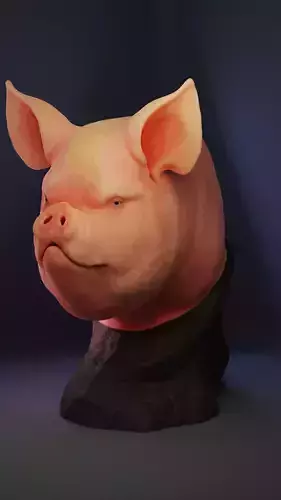 Pig bust sculpture 3D model