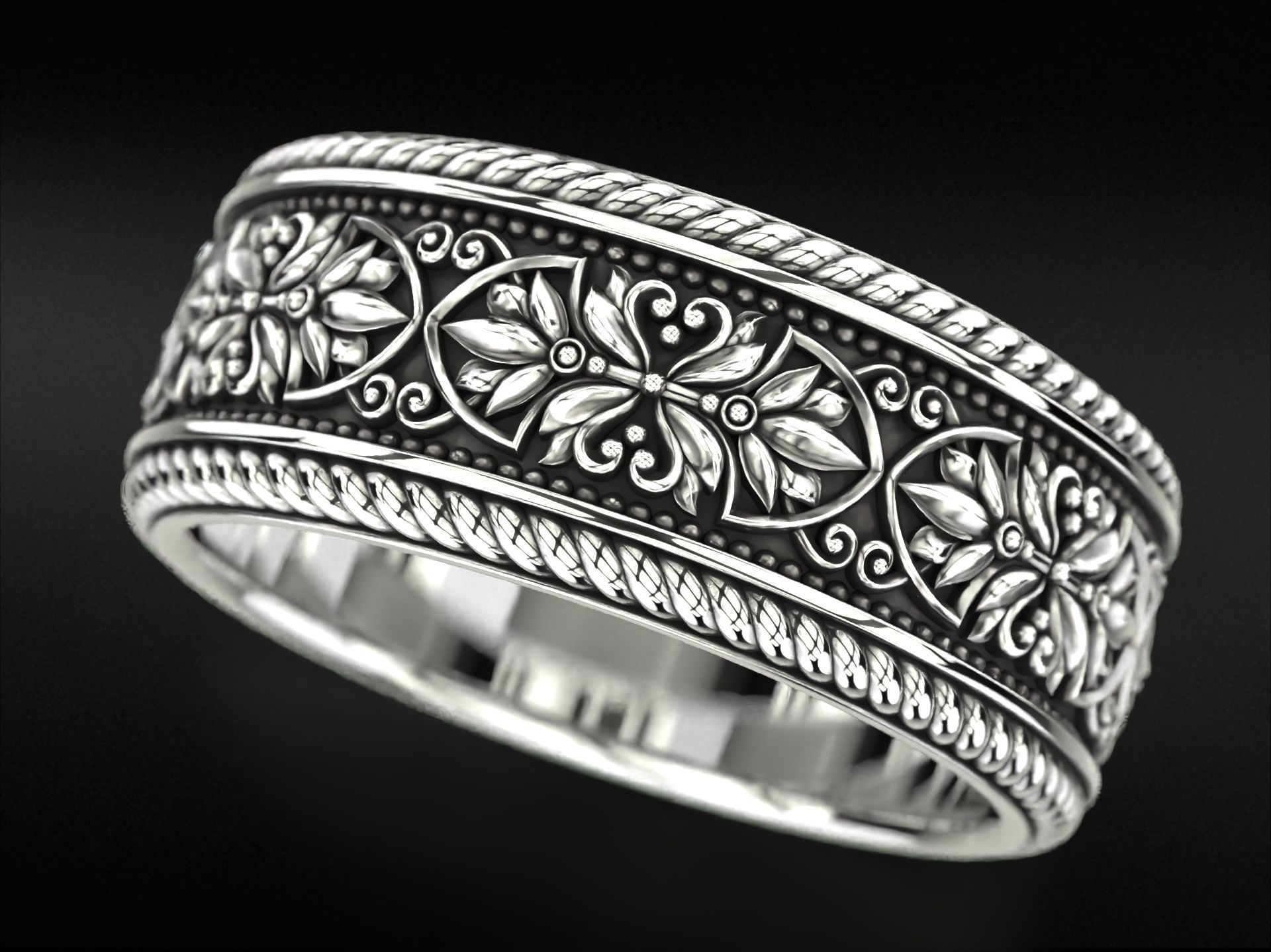 Vintage engagement ring with patterns 788 3D print model_3