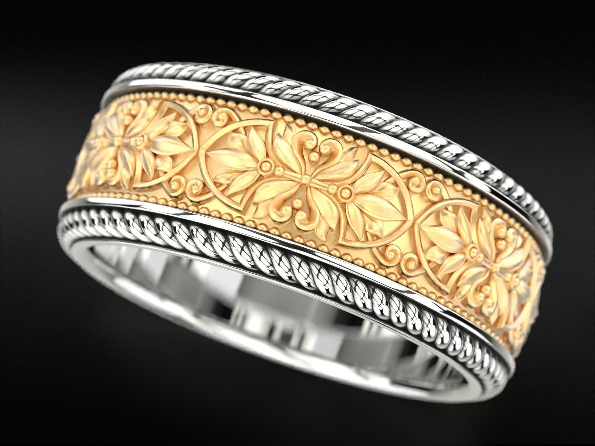 Vintage engagement ring with patterns 788 3D print model_4