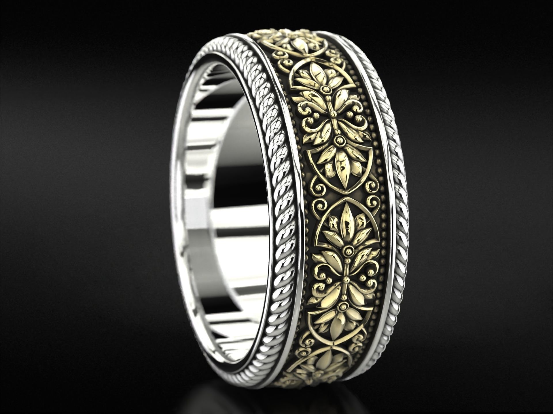 Vintage engagement ring with patterns 788 3D print model_5