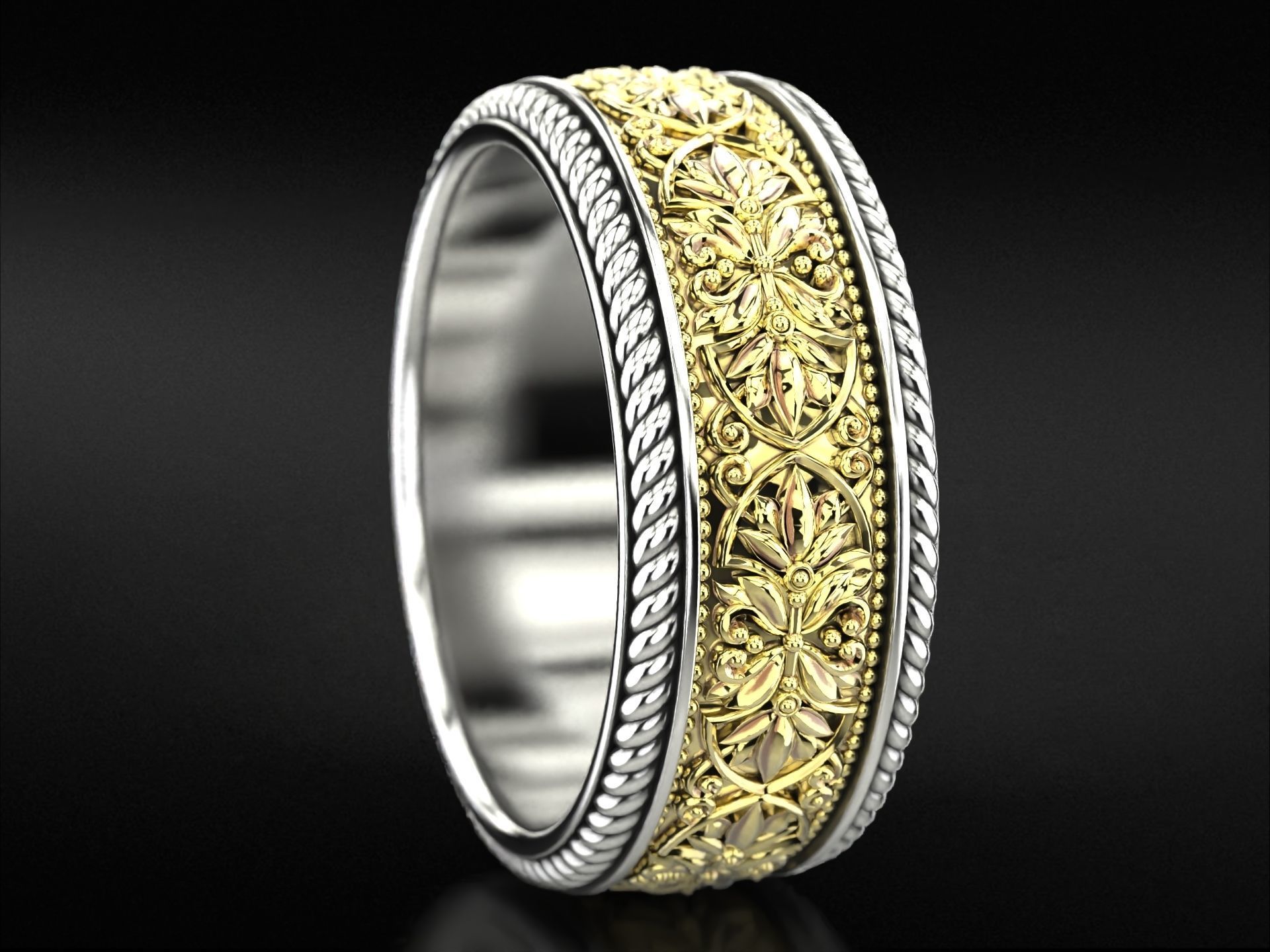 Vintage engagement ring with patterns 788 3D print model_8