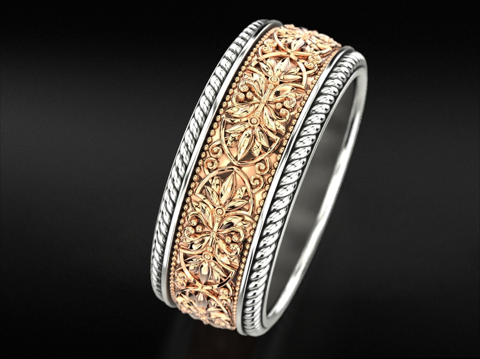 Vintage engagement ring with patterns 788 3D print model_9