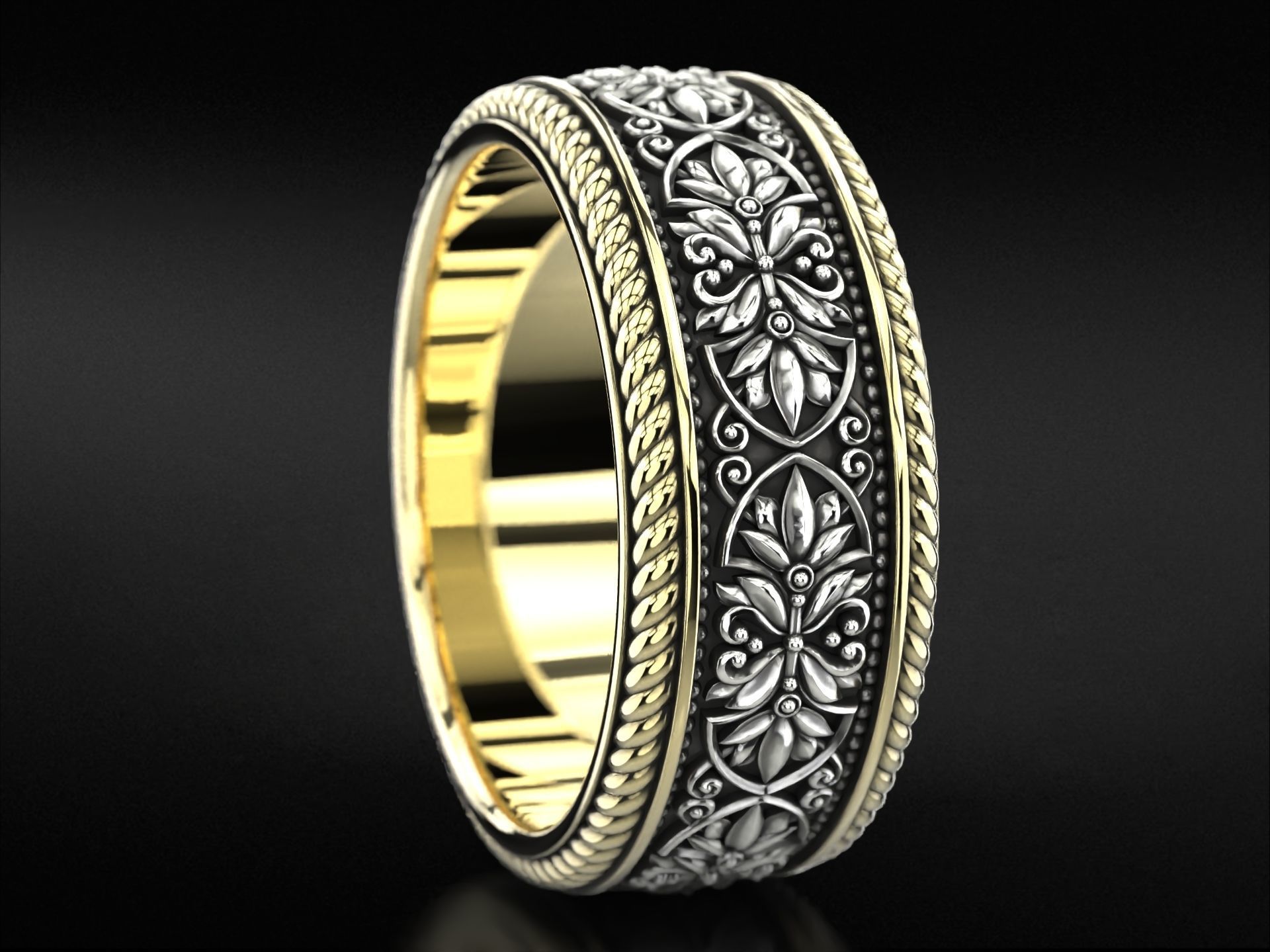 Vintage engagement ring with patterns 788 3D print model_6