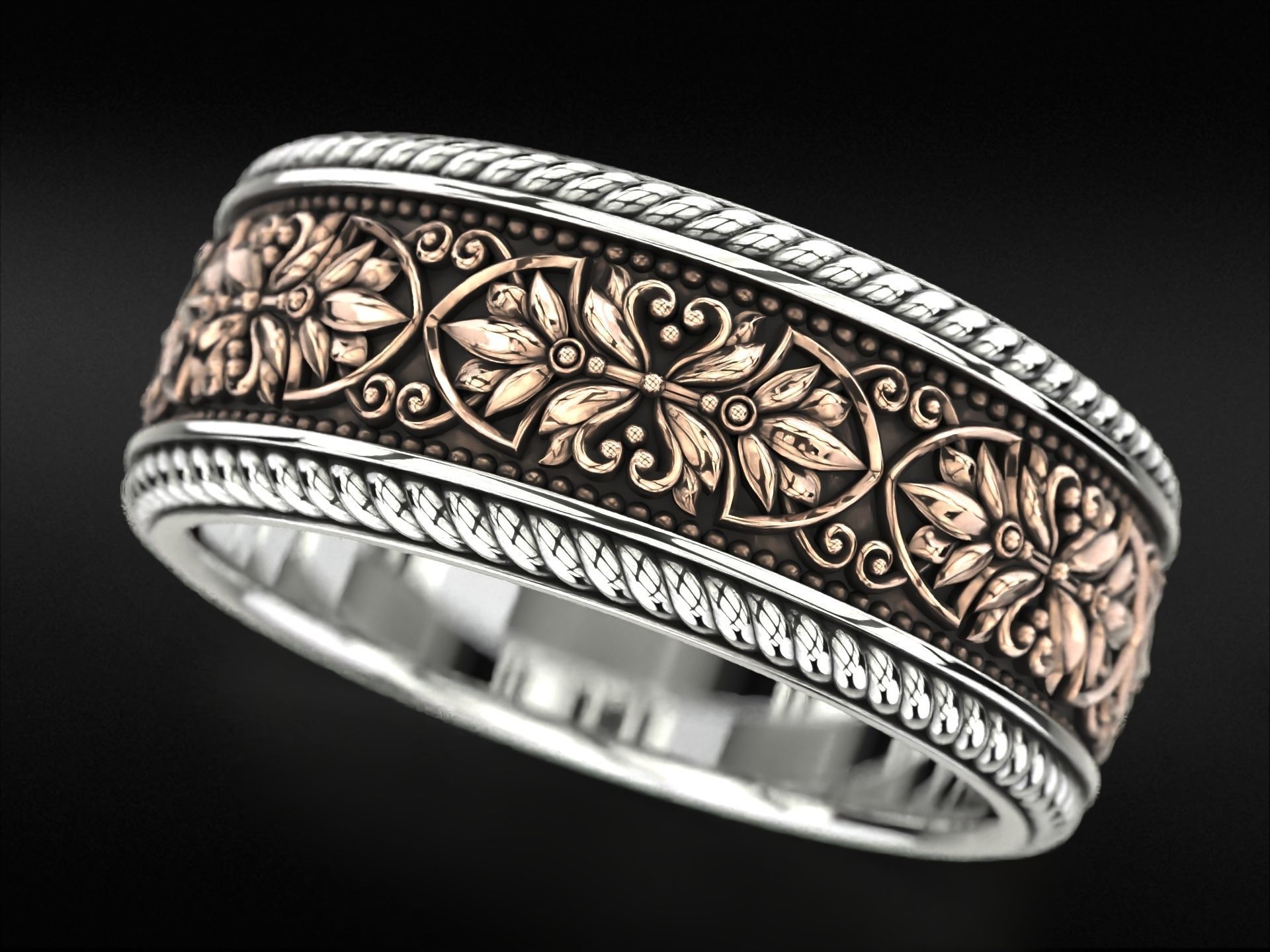 Vintage engagement ring with patterns 788 3D print model_2