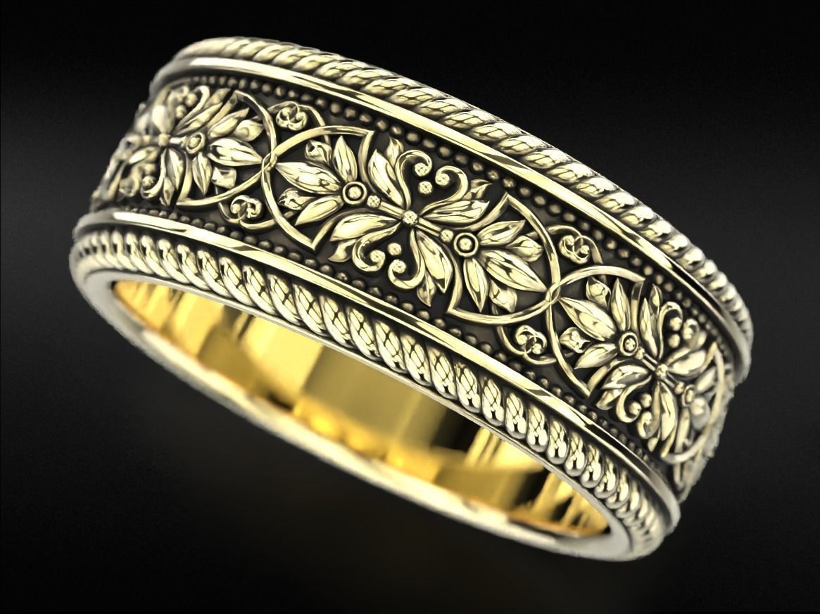 Vintage engagement ring with patterns 788 3D print model_10