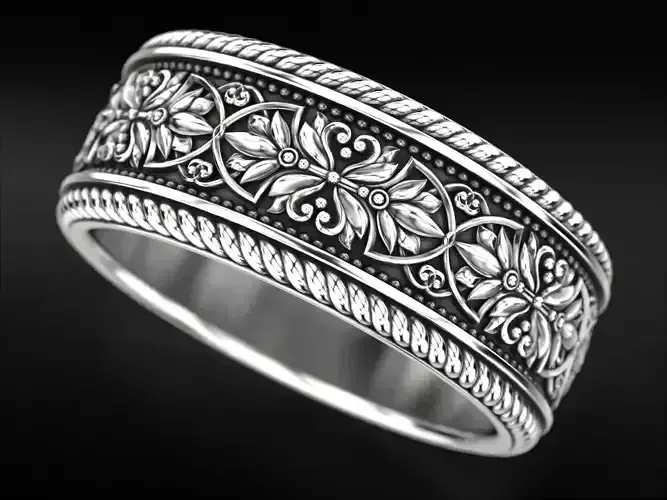 Vintage engagement ring with patterns 788