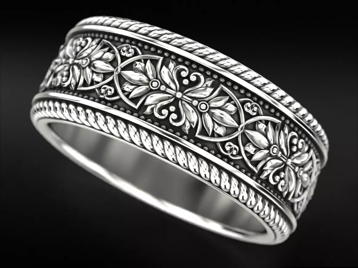 Vintage engagement ring with patterns 788 3D print model_0