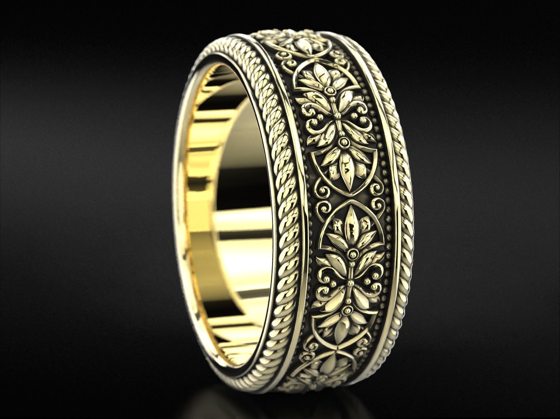 Vintage engagement ring with patterns 788 3D print model_7