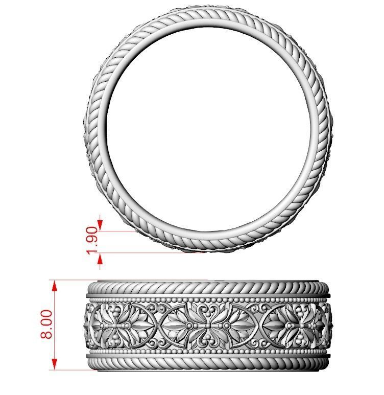 Vintage engagement ring with patterns 788 3D print model_14