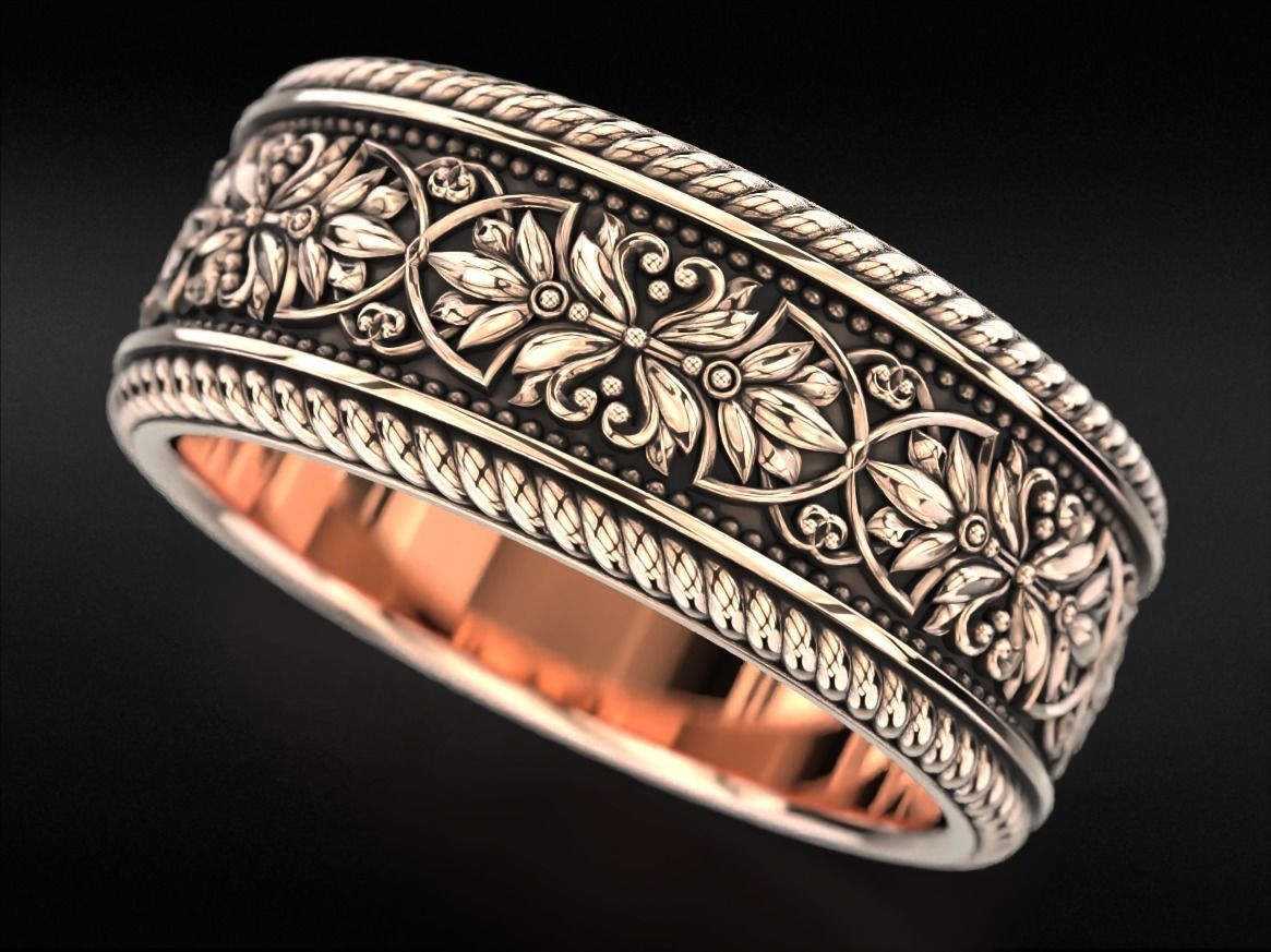 Vintage engagement ring with patterns 788 3D print model_11