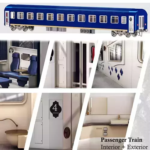 passenger train 01 Low-poly 3D model