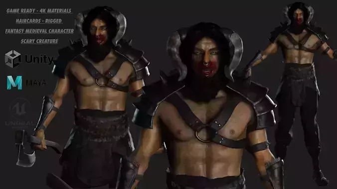 AAA 3D MODEL FANTASY CREATURE CHARACTER - THE MONSTER HUMAN Low-poly 3D model