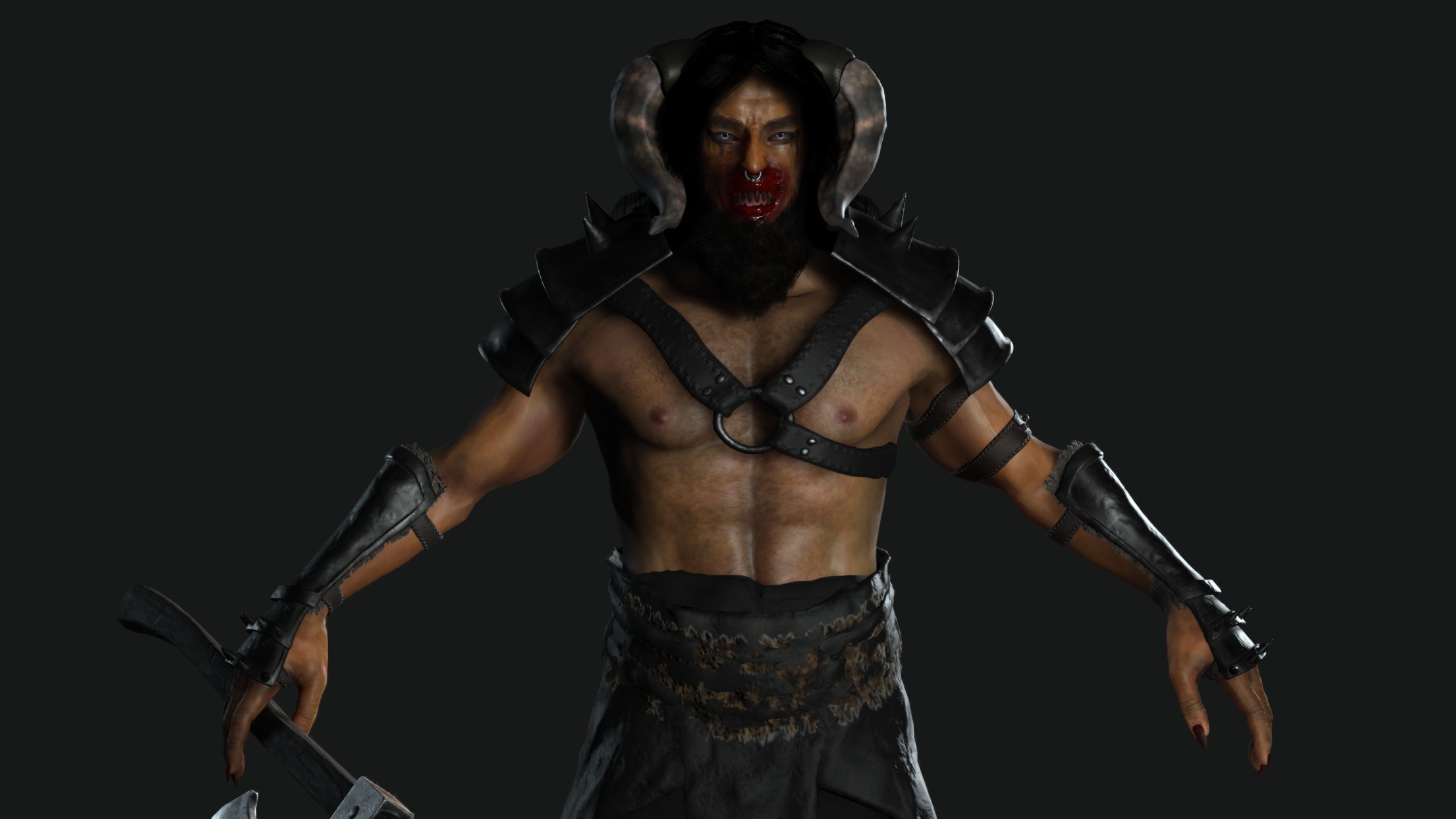 AAA 3D MODEL FANTASY CREATURE CHARACTER - THE MONSTER HUMAN Low-poly 3D model_6