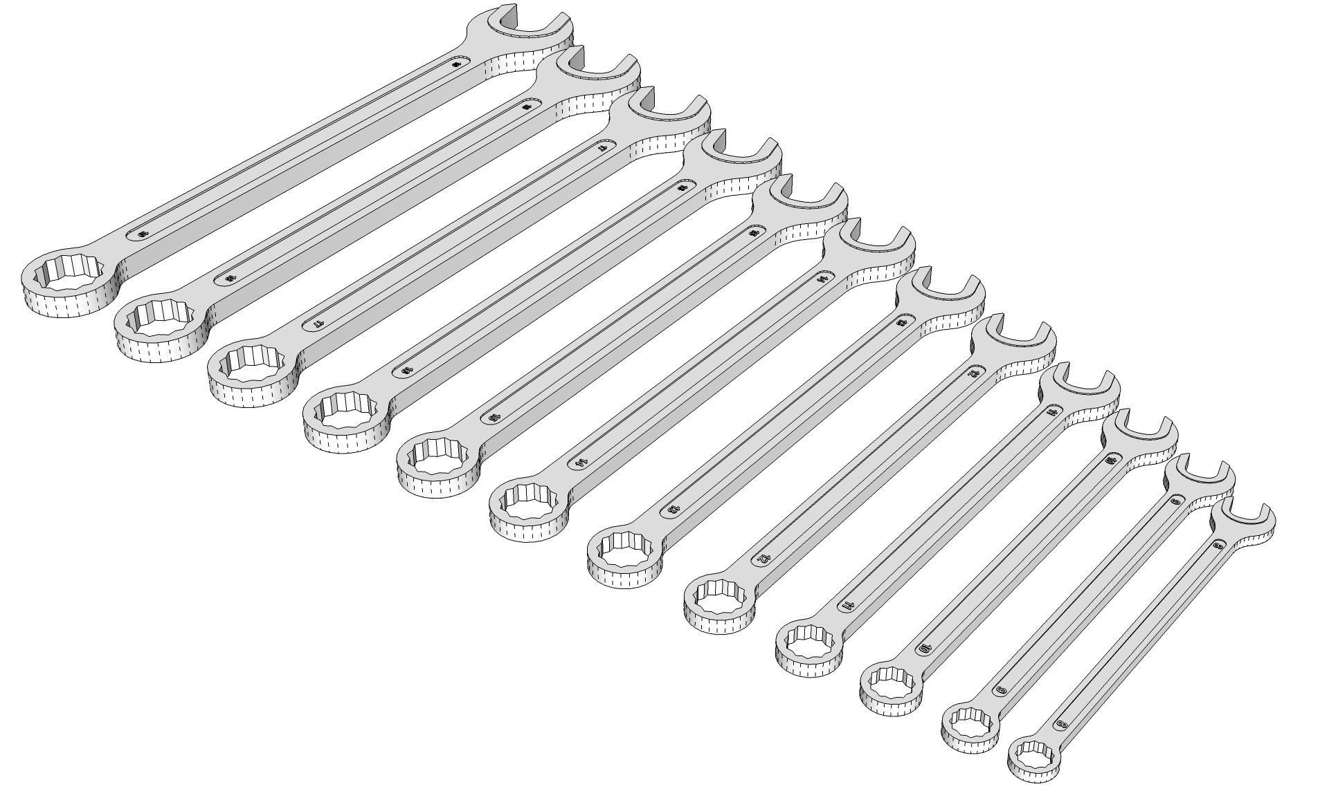 Open End Ring Spanner 3D model_11