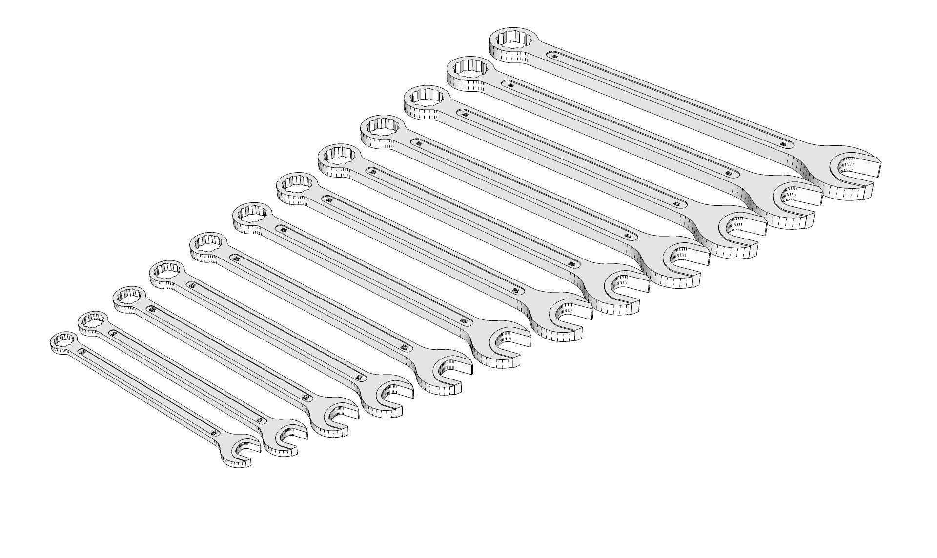 Open End Ring Spanner 3D model_9