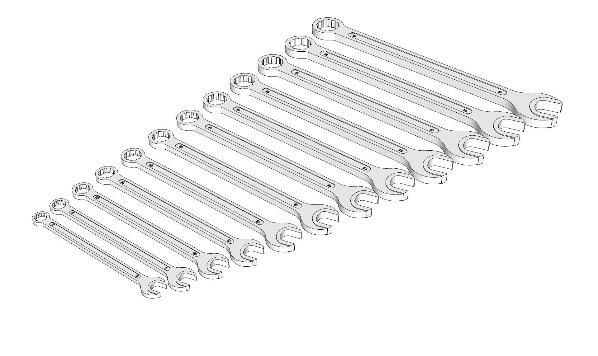 Open End Ring Spanner 3D model_8