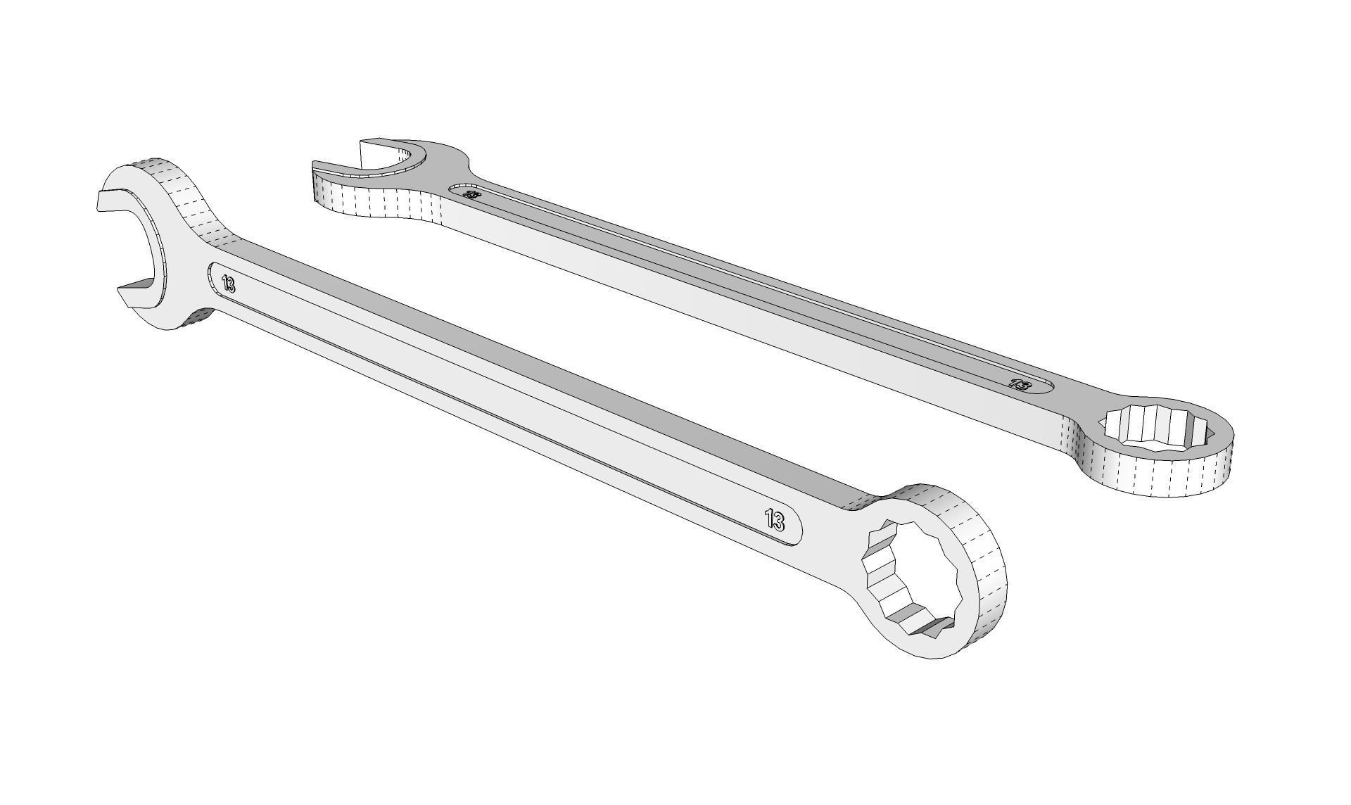 Open End Ring Spanner 3D model_15