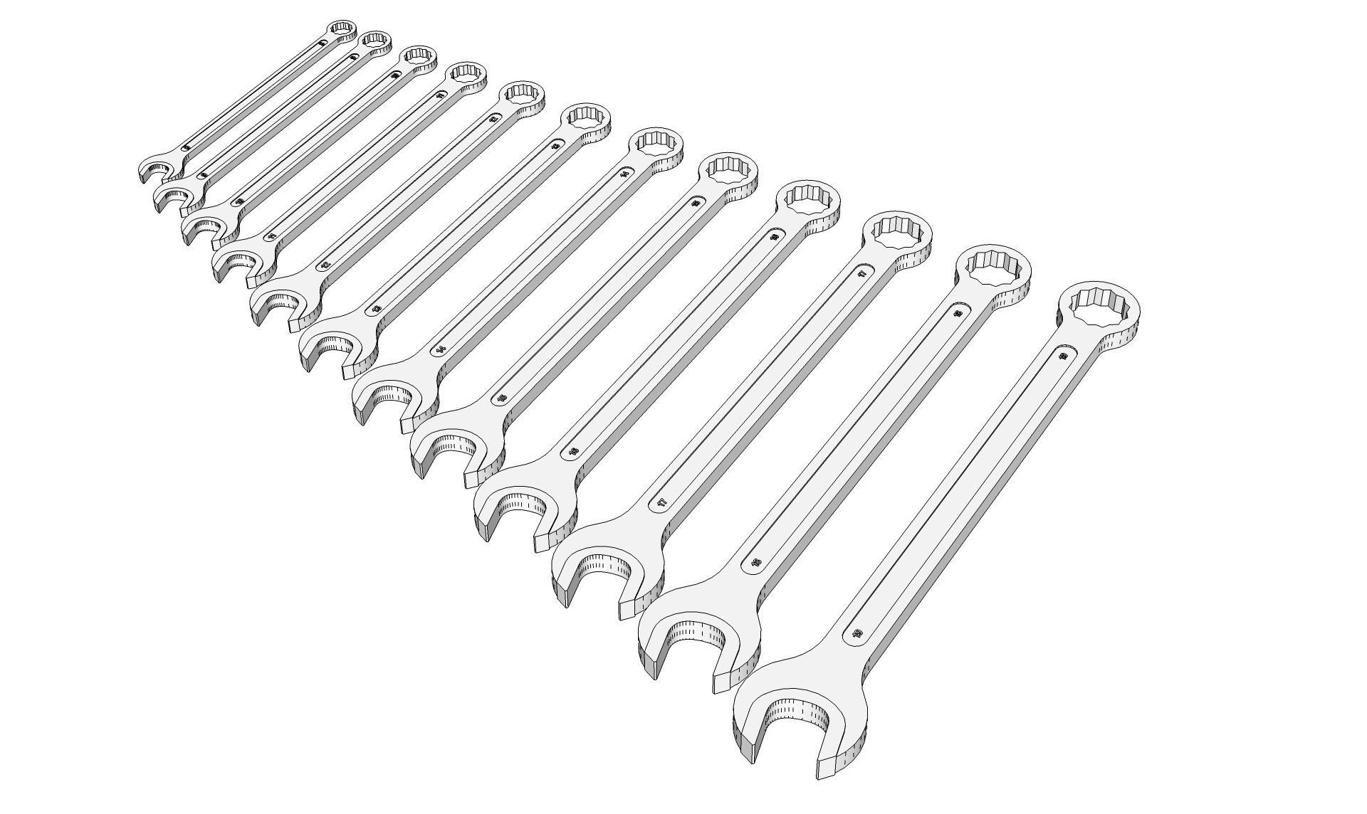 Open End Ring Spanner 3D model_7