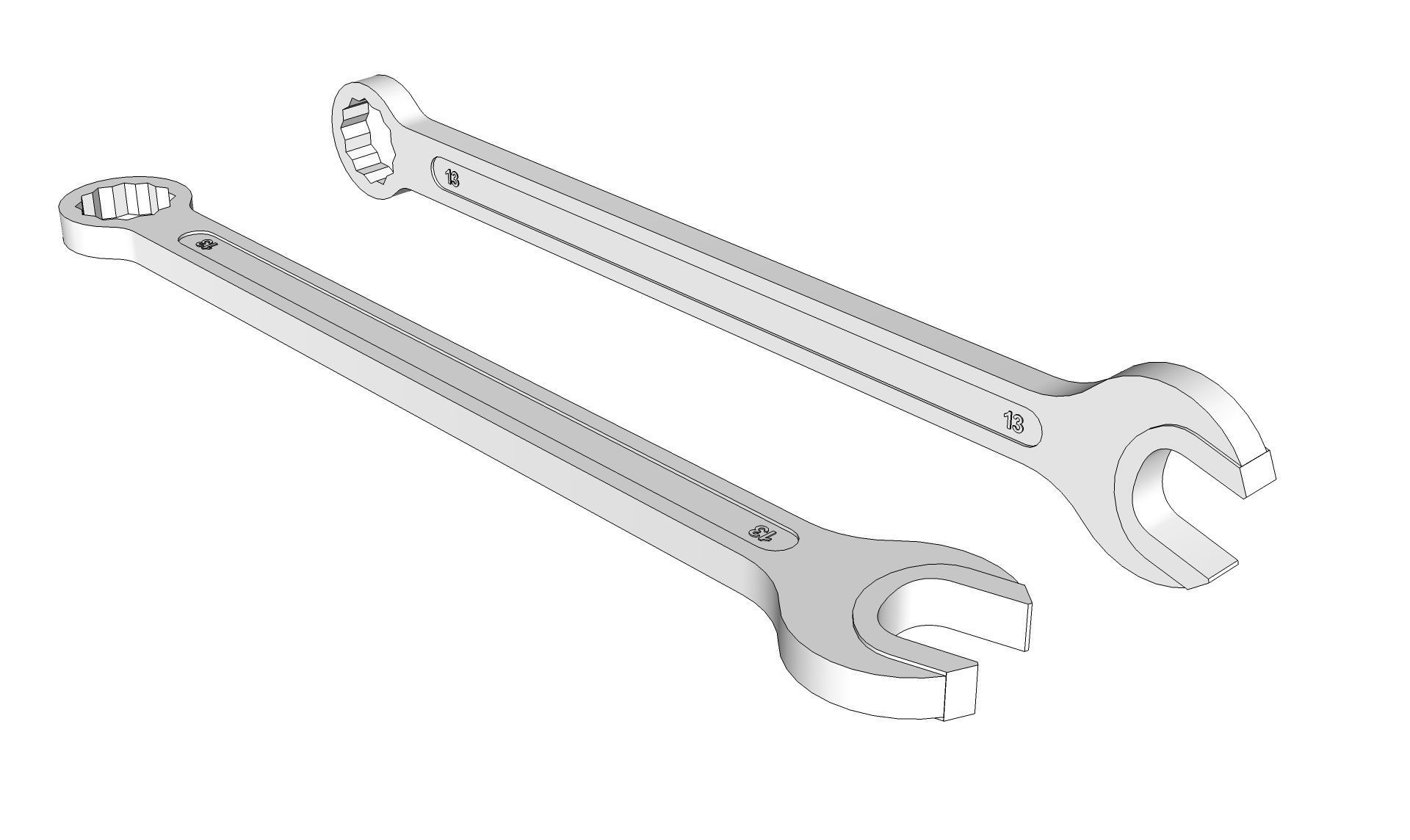 Open End Ring Spanner 3D model_12