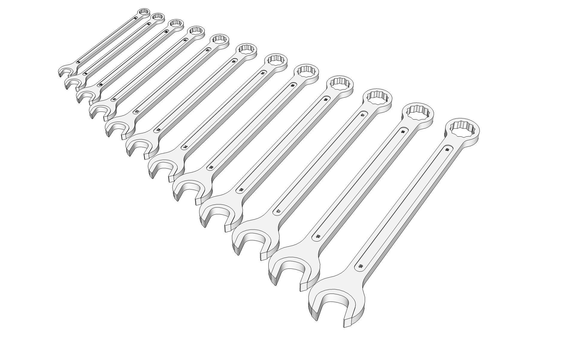 Open End Ring Spanner 3D model_6