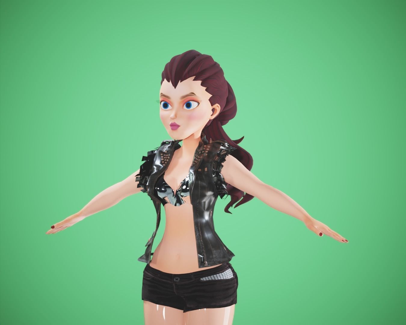 cartoon rigged  girl Low-poly 3D model_9