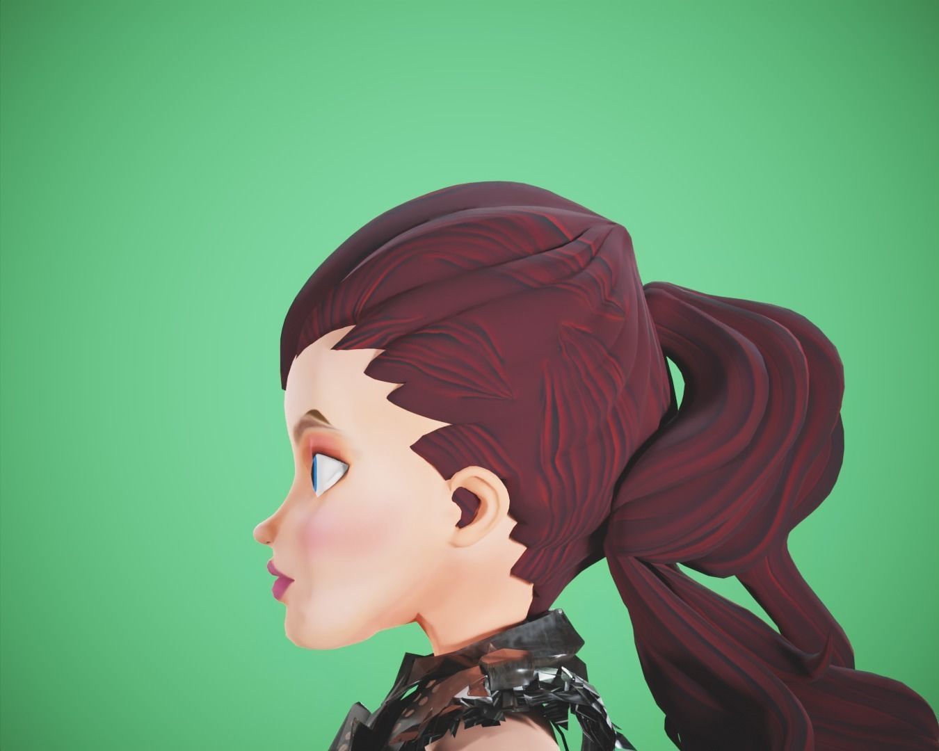 cartoon rigged  girl Low-poly 3D model_6